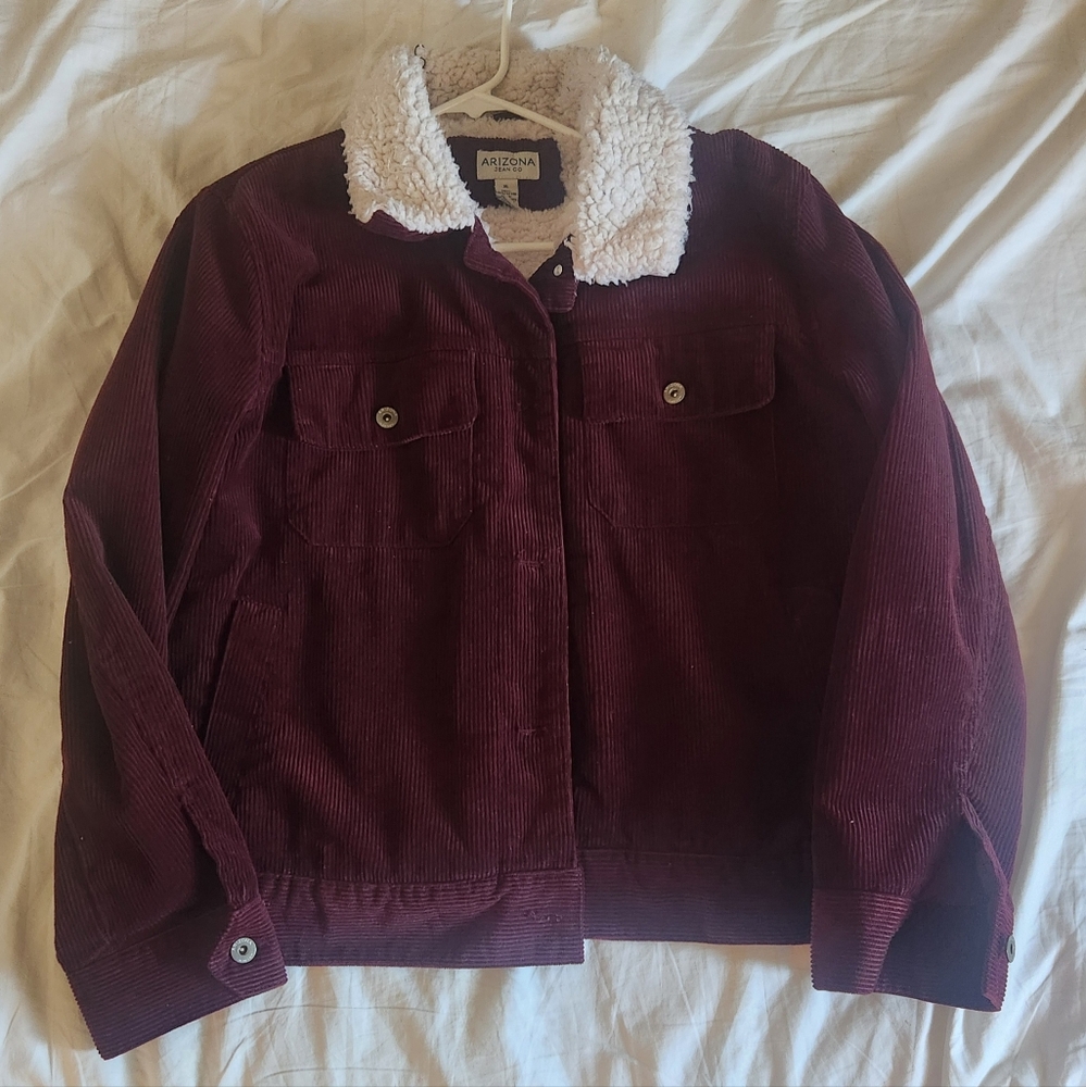 Maroon Corduroy and Cotton Lined Jacket